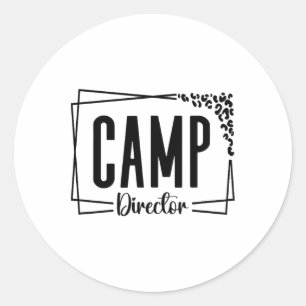 Pegatina Redonda Consejero Director de Campamento Diseño Divertido 
