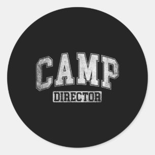 Pegatina Redonda Consejero Director de Campamento Diseño Divertido