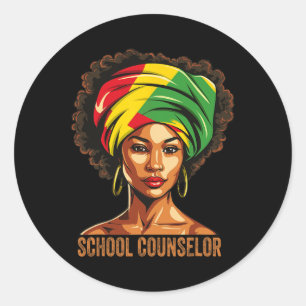 Pegatina Redonda Consejero escolar Afro-American Black Histo