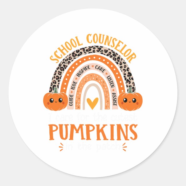 Pegatina Redonda Consejero escolar Rainbow Leopard Imprimir Hallowe (Anverso)