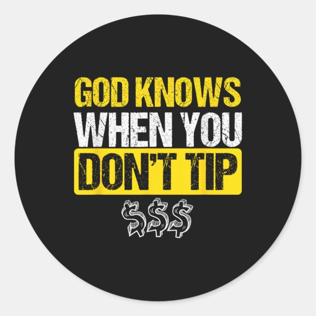 Pegatina Redonda Consejo blanco de Dios Bartender Barman Waiter Pub (Anverso)