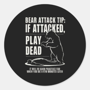 Pegatina Redonda Consejo de ataque de oso de camping Finge estar mu