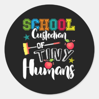 Pegatina Redonda Conserje Escolar De Pequeños Humanos - De regreso 