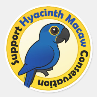 Pegatina Redonda Conservación de Hyacinth Macaw de Apoyo
