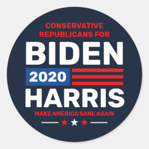 Pegatina Redonda Conservadores de la campaña Biden Harris 2020