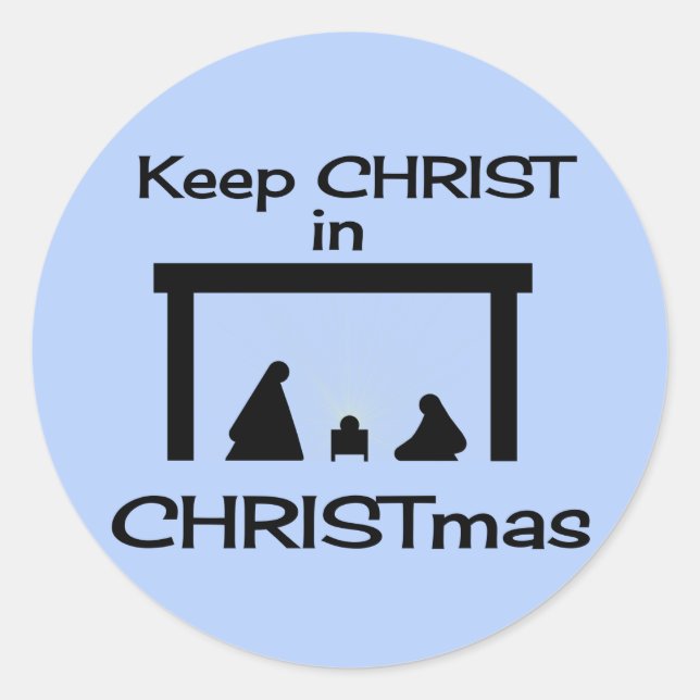Pegatina Redonda Conservar CRISTO en pegatinas de Navidad (2 tamaño (Anverso)