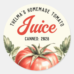 Pegatina Redonda Conservar Jugo de Tomate Casero