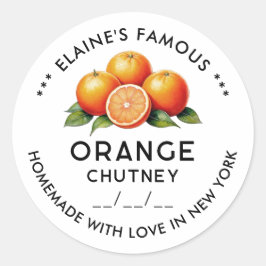 Pegatina Redonda Conservas de chutney Naranja caseras