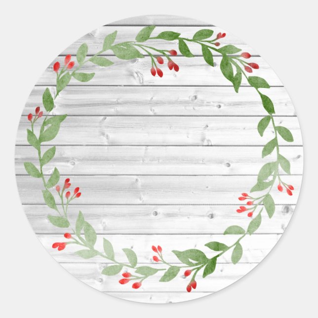 Pegatina Redonda Conservas Navideñas de Madera Rústica | Mermelada  (Anverso)