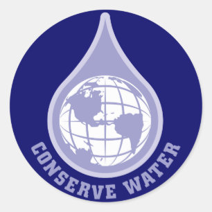Pegatina Redonda Conserve el agua
