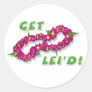 Pegatina Redonda ¡Consiga Lei'd! (Púrpura)