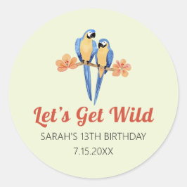 Pegatina Redonda Consigamos una acuarela salvaje de la jungla de Ma