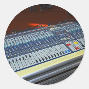 Pegatina Redonda consola de mezcla de audio - tarjeta de sonido