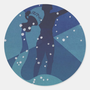 Pegatina Redonda Constelación de Acuario, astrología del zodiaco vi
