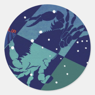Pegatina Redonda Constelación de Cangrejo de Cáncer Zodiaco Astrolo