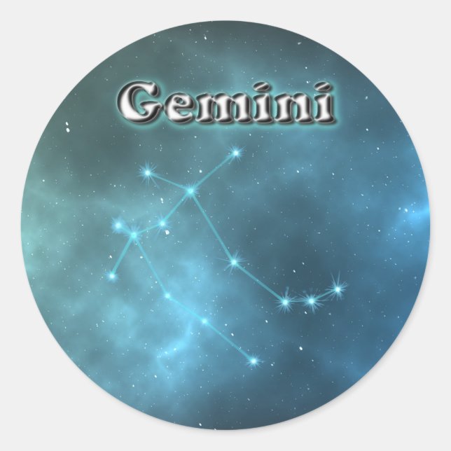Pegatina Redonda Constelación de Gemini (Anverso)