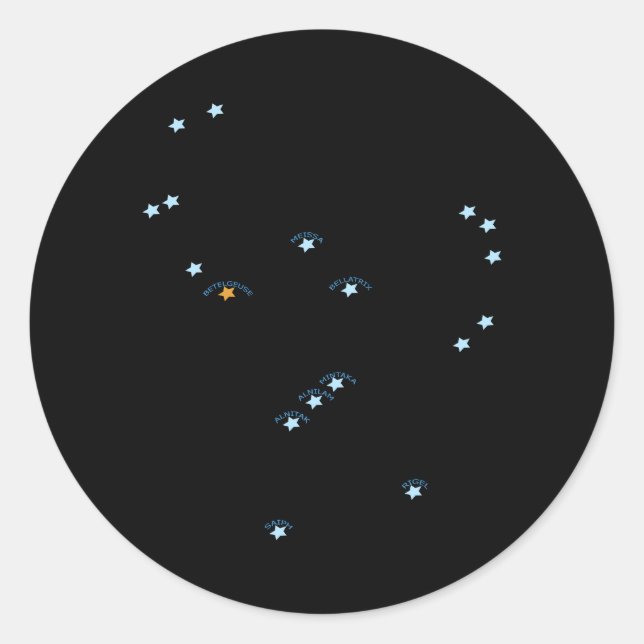 Pegatina Redonda Constelación de Orion (Anverso)