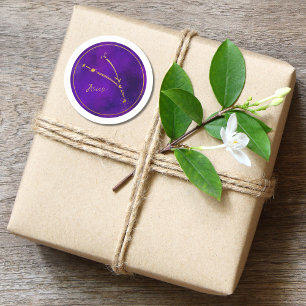 Pegatina Redonda Constelación de Relieve metalizado dorado de Rótul