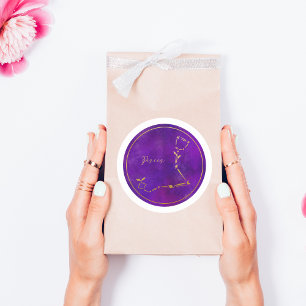 Pegatina Redonda Constelación de Relieve metalizado dorado de Rótul