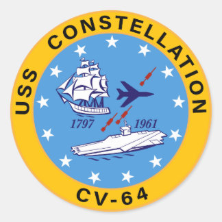 Pegatina Redonda Constelación de USS CV-64 Aeronaves Insignia