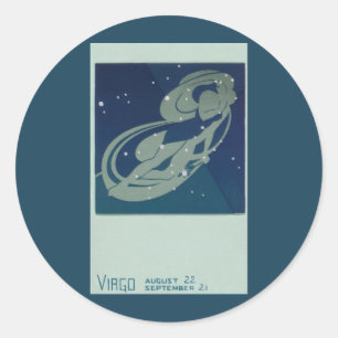 Pegatina Redonda Constelación de Virgo Zodiaco Astrología Vintage