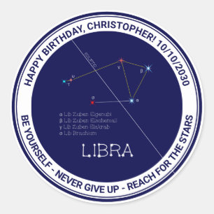 Pegatina Redonda Constelación de Zodiac Libra