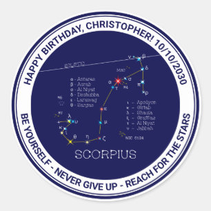 Pegatina Redonda Constelación de Zodiaco Escorpio