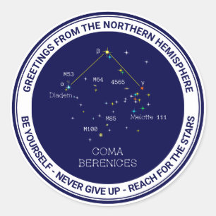 Pegatina Redonda Constelación del hemisferio norte Coma Berenices