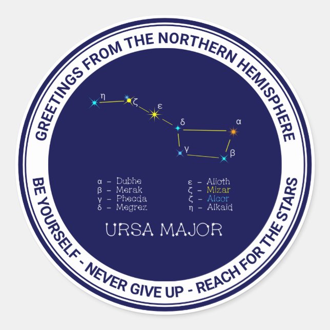 Pegatina Redonda Constelación del hemisferio norte Ursa Major (Anverso)