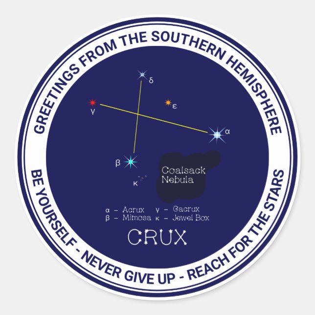 Pegatina Redonda Constelación del hemisferio sur crux (Anverso)