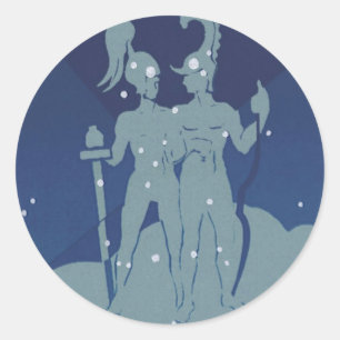 Pegatina Redonda Constelación gemela de Géminis Astrología zodiacal