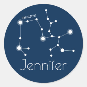 Pegatina Redonda Constelación Sagittarius Zodiac personalizada