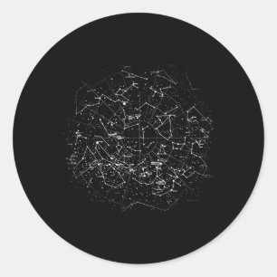 Pegatina Redonda Constelaciones astronómicas Mapa Estrellas Galaxia