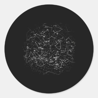 Pegatina Redonda Constelaciones astronómicas Mapa Estrellas Galaxia