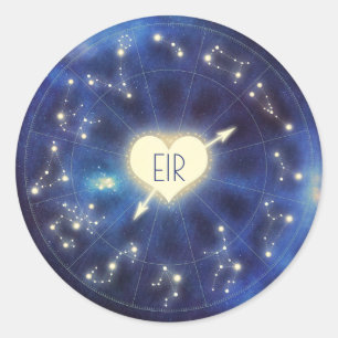 Pegatina Redonda Constellation Zodiac Starry Night Boda