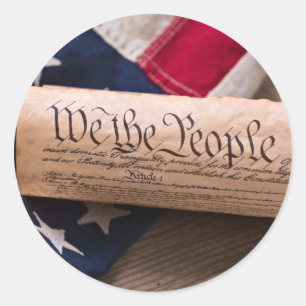 Pegatina Redonda Constitución de Estados Unidos