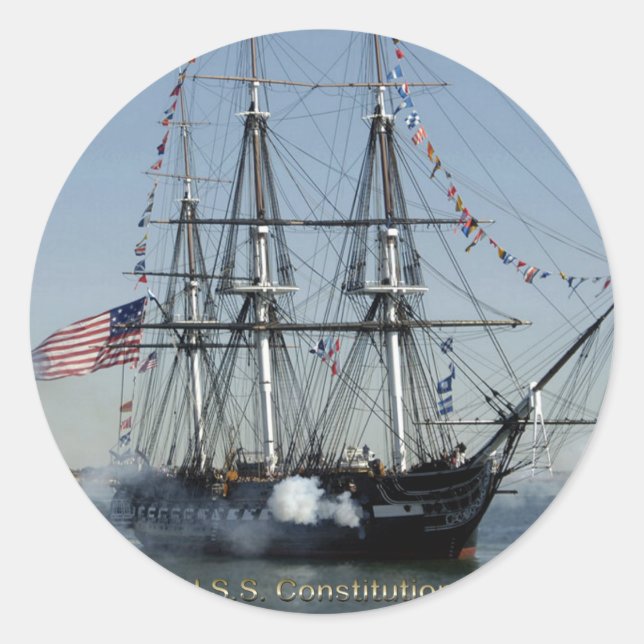 Pegatina Redonda Constitución de Estados Unidos despide a los cañon (Anverso)
