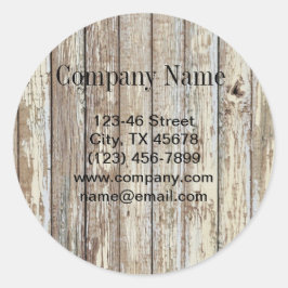 Pegatina Redonda construcción artesanal de grano de madera vintage