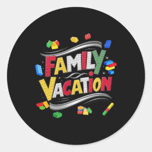 Pegatina Redonda Construcción de Ladrillos Familia Vacaciones Acord