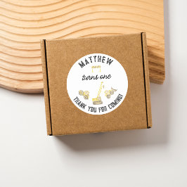 Pegatina Redonda Construcción moderna y sencilla 1er cumpleaños gra