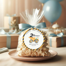 Pegatina Redonda Construction Birthday Party 2 Years