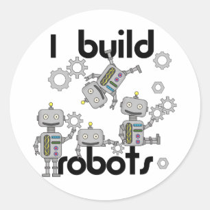 Pegatina Redonda Construyo los robots
