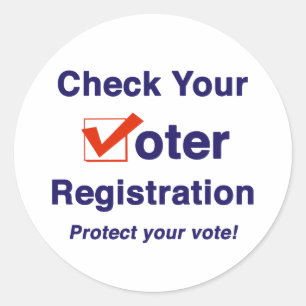 Pegatina Redonda Consulta tu registro de votantes para las eleccion