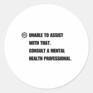 Pegatina Redonda Consulte Con Un Profesional De Salud Mental. Pegat