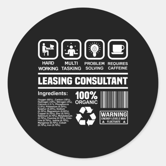Pegatina Redonda Consultor de Leasing (Anverso)