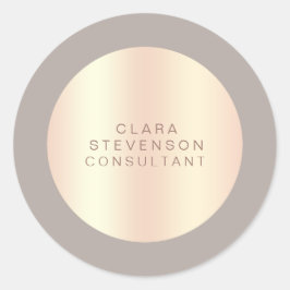 Pegatina Redonda Consultor de oro y gris de cobre moderno