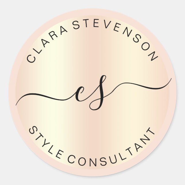 Pegatina Redonda Consultor moderno de oro y rosa de cobre de rosa (Anverso)