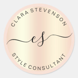 Pegatina Redonda Consultor moderno de oro y rosa de cobre de rosa