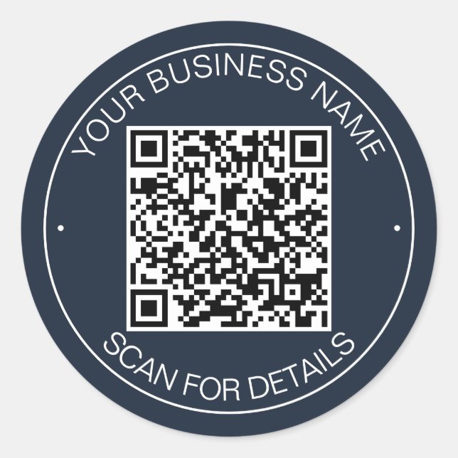 Pegatina Redonda Contacto inteligente de código QR azul marino (Anverso)