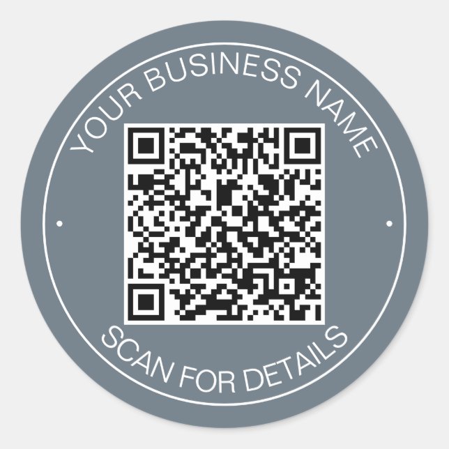 Pegatina Redonda Contacto inteligente de código QR azul turbio (Anverso)